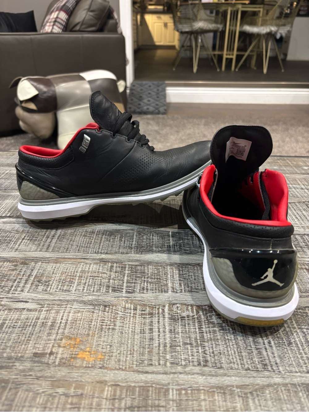 JORDAN ADG 4 Men's Cement Black and Red Tour Edition Soft Spike Golf Shoes!! - Picture 5 of 9
